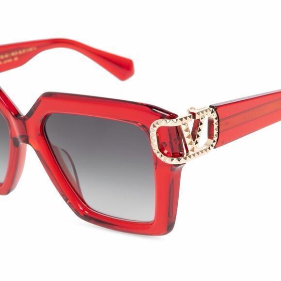 New! Valentino V UNO VLS 107D, Red Square Sunglasses, Authentic main image 6
